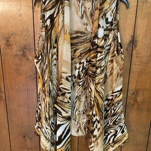 Chico's Brown and Gold Patterned Top